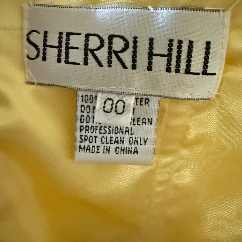 Sherri Hill Yellow Halter Chiffon Dress - Picture 3 of 5